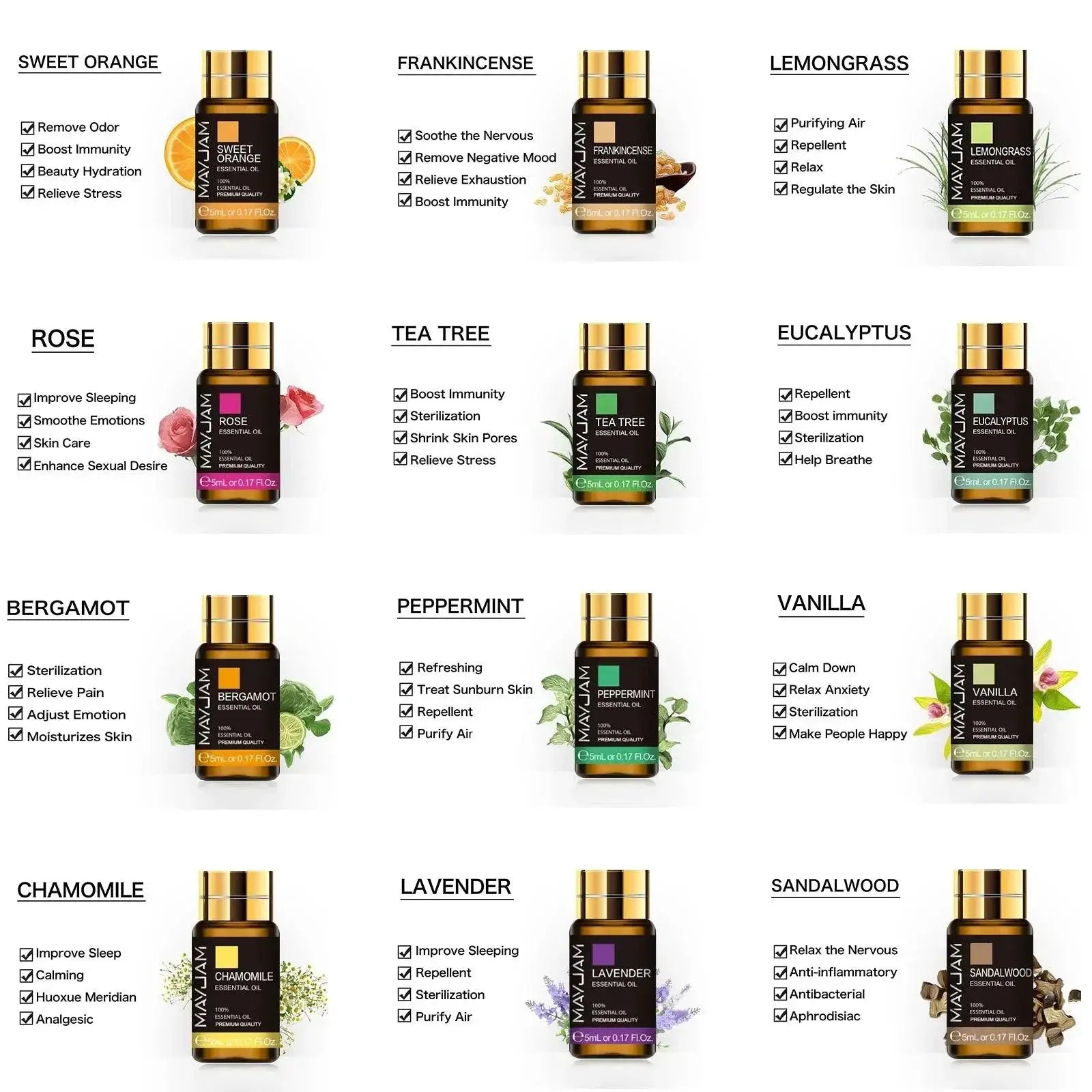 Natural Plant Aromatherapy Essential Oil Set for Diffusers