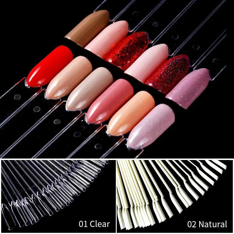Nature Black Clear False Nail Tips Set With Display Wheel