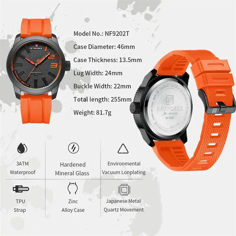 Naviforce Mens Luxury Quartz Watch Military Silicone Strap