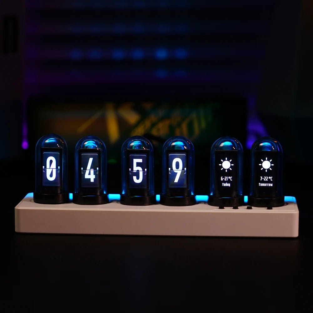 Nebulae WiFi Control IPS Nixie Tube Alarm Clock - RGB Lights for Game Room Decor