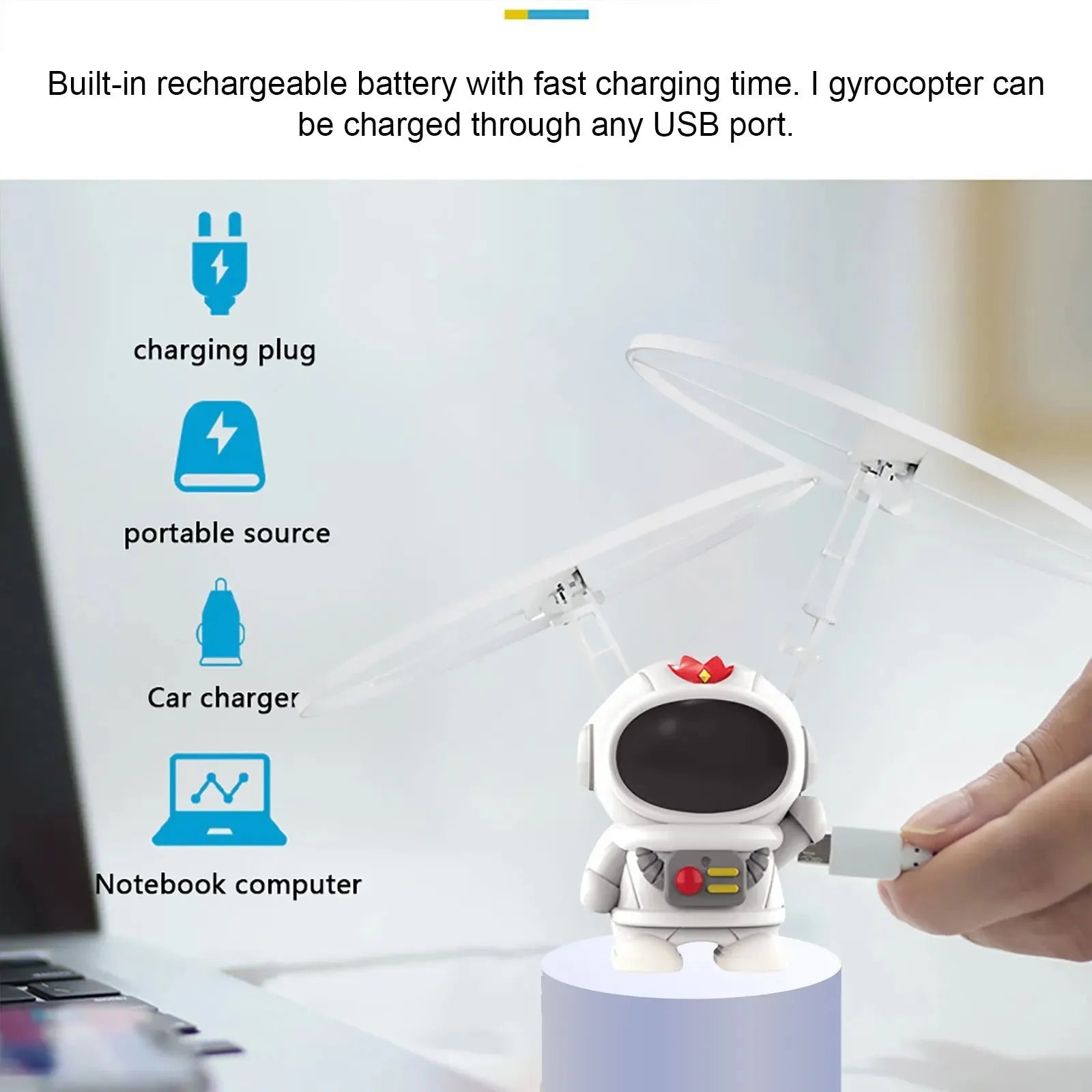 NebulaTech Levitating Luminous Flying Robot Astronaut Hand Controlled Glow Drone