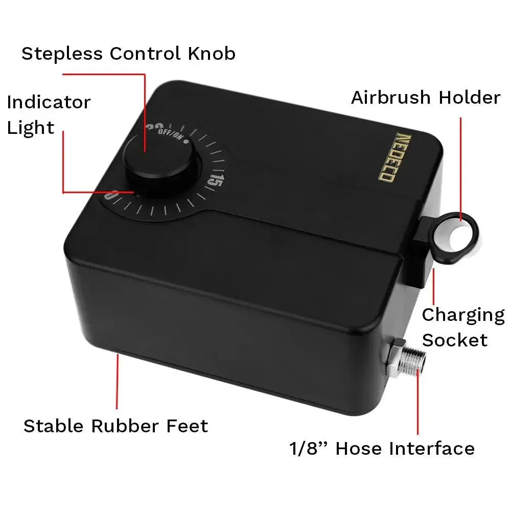 Neoeco 30PSI Dual Action Portable Airbrush Kit for Artists