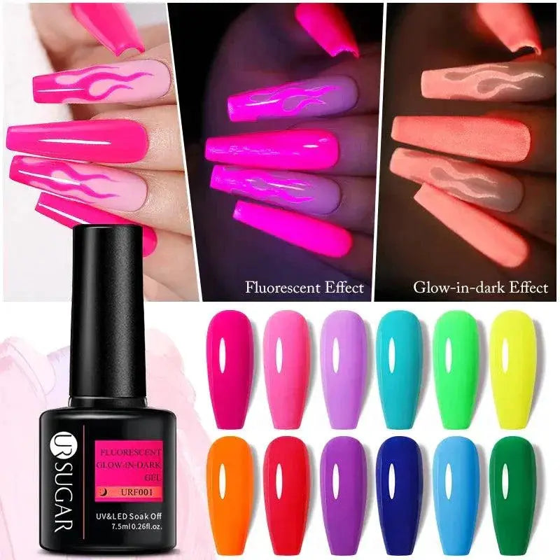 Neon Spark Gel Nail Polish Fluorescent Glow Art Kit Set