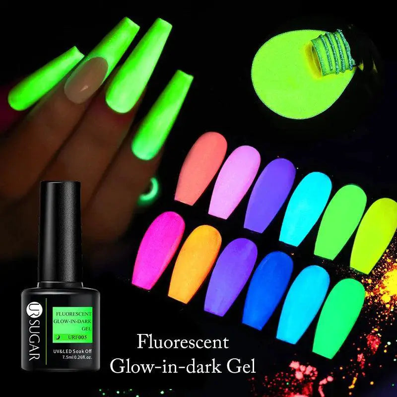 Neon Spark Gel Nail Polish Fluorescent Glow Art Kit Set