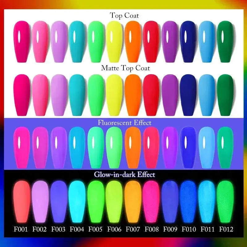 Neon Spark Gel Nail Polish Fluorescent Glow Art Kit Set