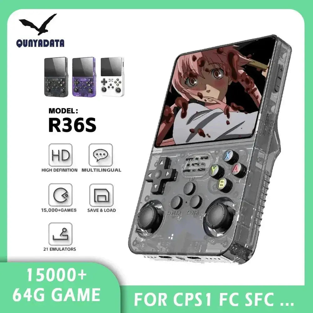 New R36S Retro Handheld Game Console 64GB 15000 Games