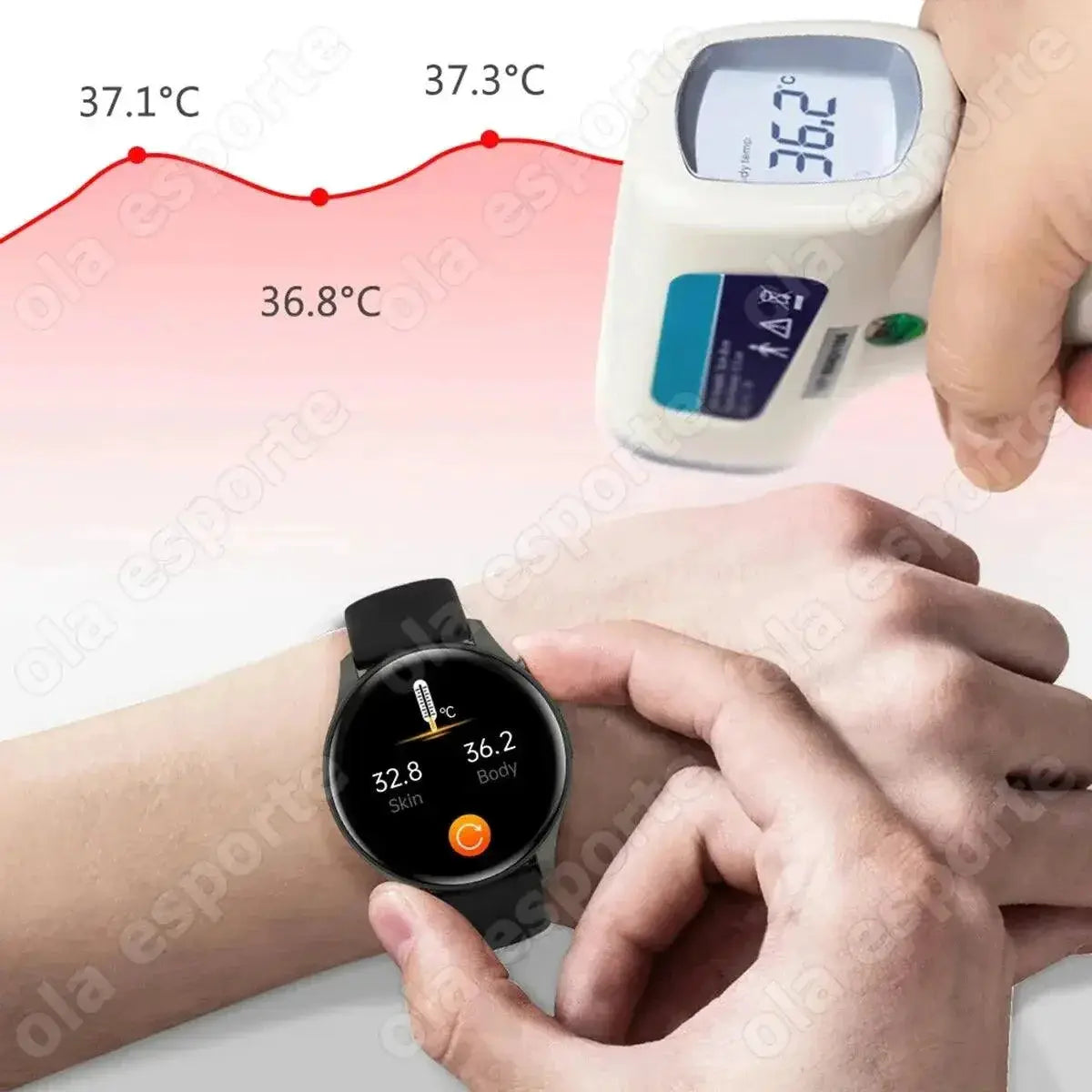 NFC AMOLED Bluetooth Smartwatch With Thermometer And GPS