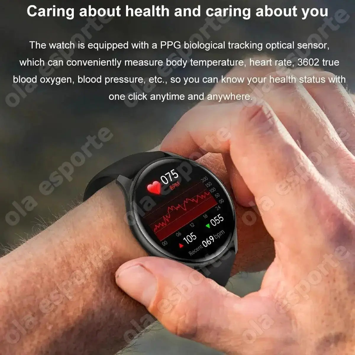 NFC AMOLED Bluetooth Smartwatch With Thermometer And GPS