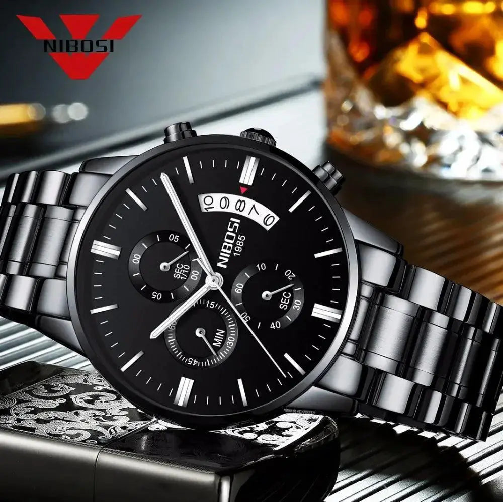 NIBOSI Luxury Military Style Quartz Watch for Men Timepiece