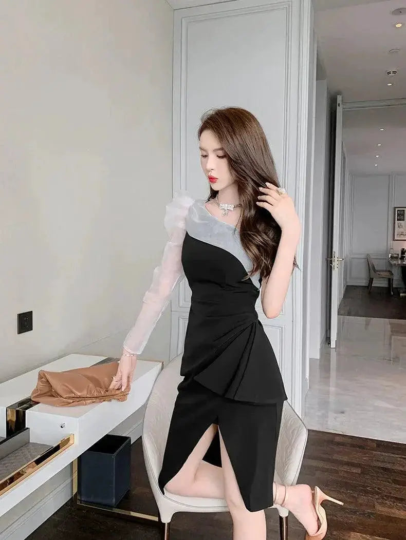 Niche Design Sheath Dress Elegant Retro Style for Women