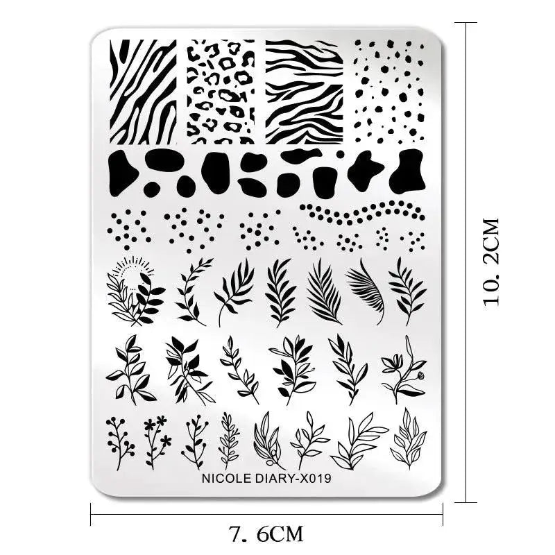 Nicole Diary Nail Stamping Plates Floral Geometric