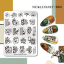 NICOLE DIARY Nail Stamping Plates Set Floral Geometric Designs