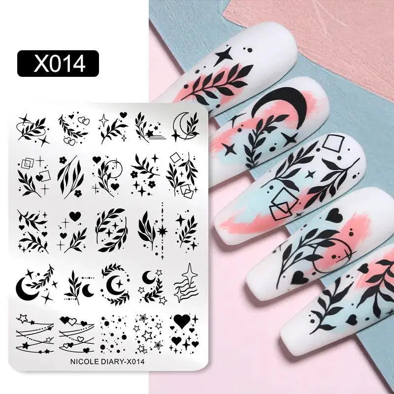 Nicole Diary Nail Stamping Plates Floral Geometric