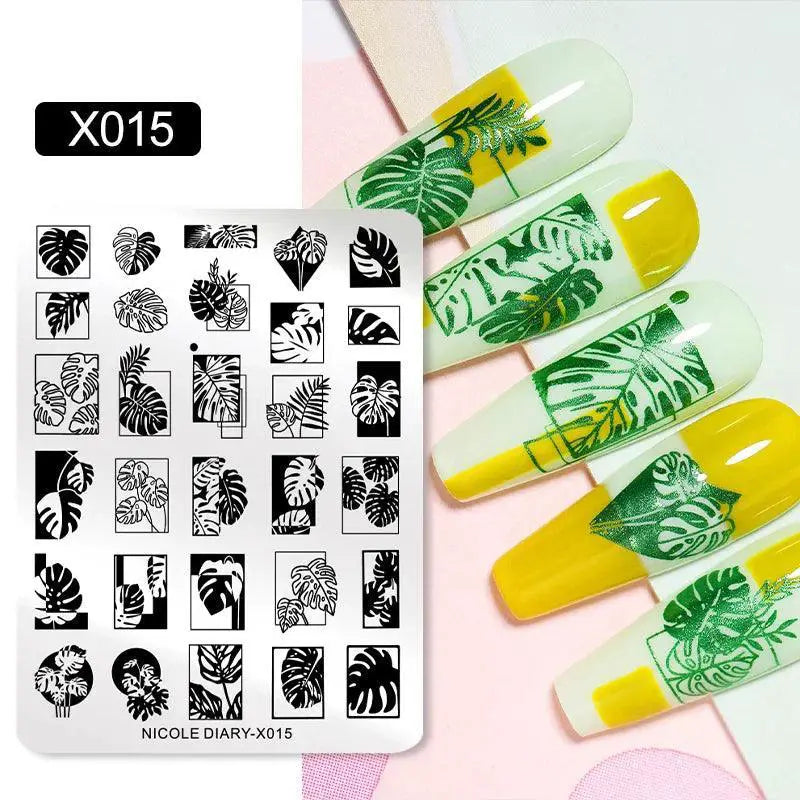 Nicole Diary Nail Stamping Plates Floral Geometric