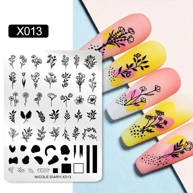 Nicole Diary Nail Stamping Plates Floral Geometric