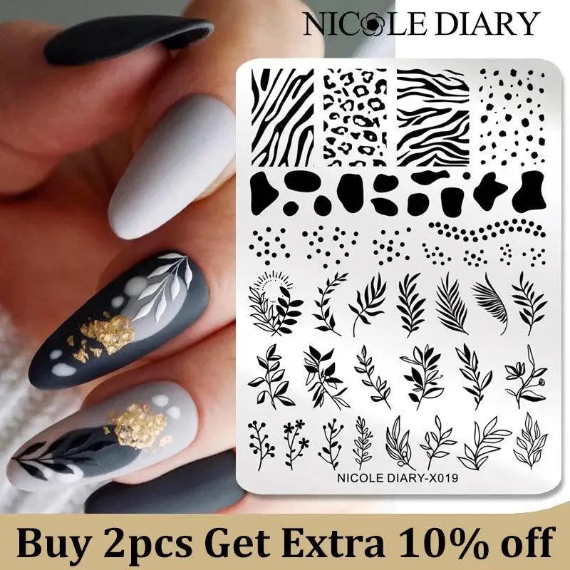 Nicole Diary Nail Stamping Plates Floral Geometric