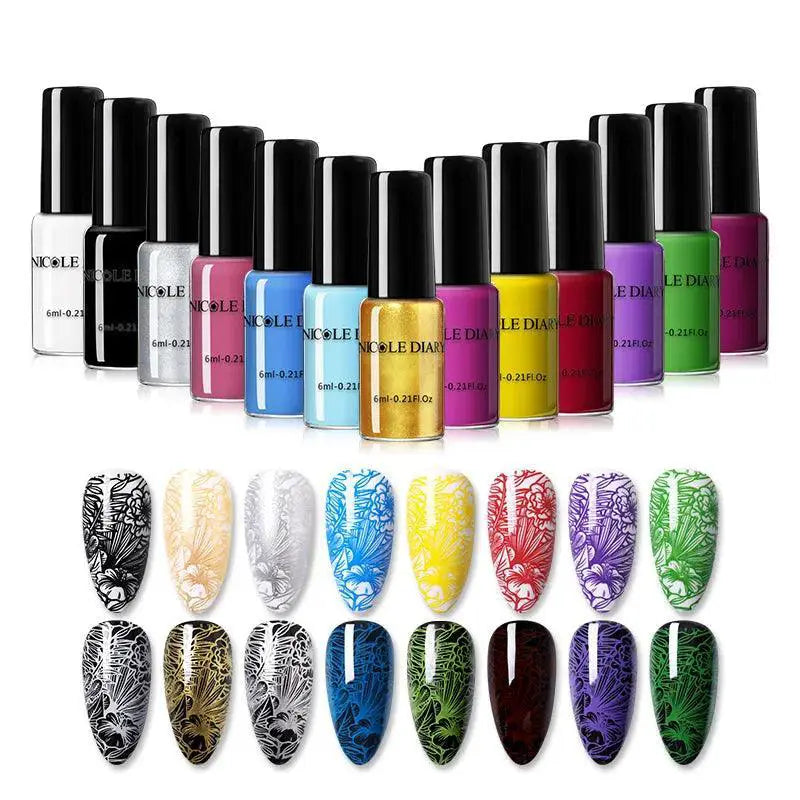 Nicole Diary Stamping Nail Polish Duo Gel Lacquers Art Set