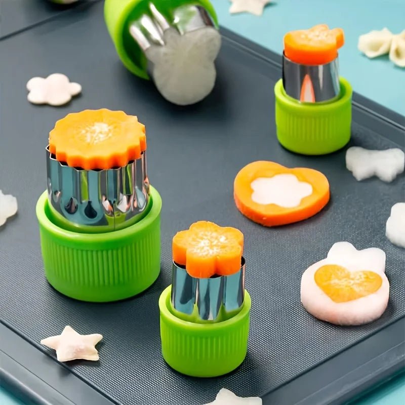 Nine Piece Stainless Steel Cookie Cutter Set With Embossing Molds For Kids Craft
