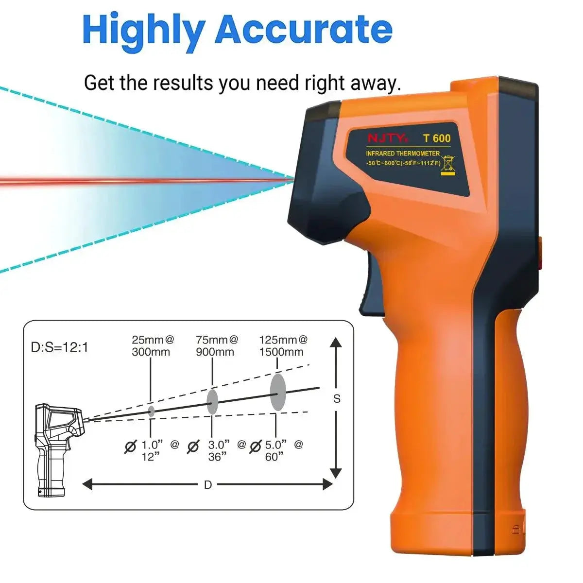 NJTY Infrared Thermometer Precision Heat Tester For Cooking