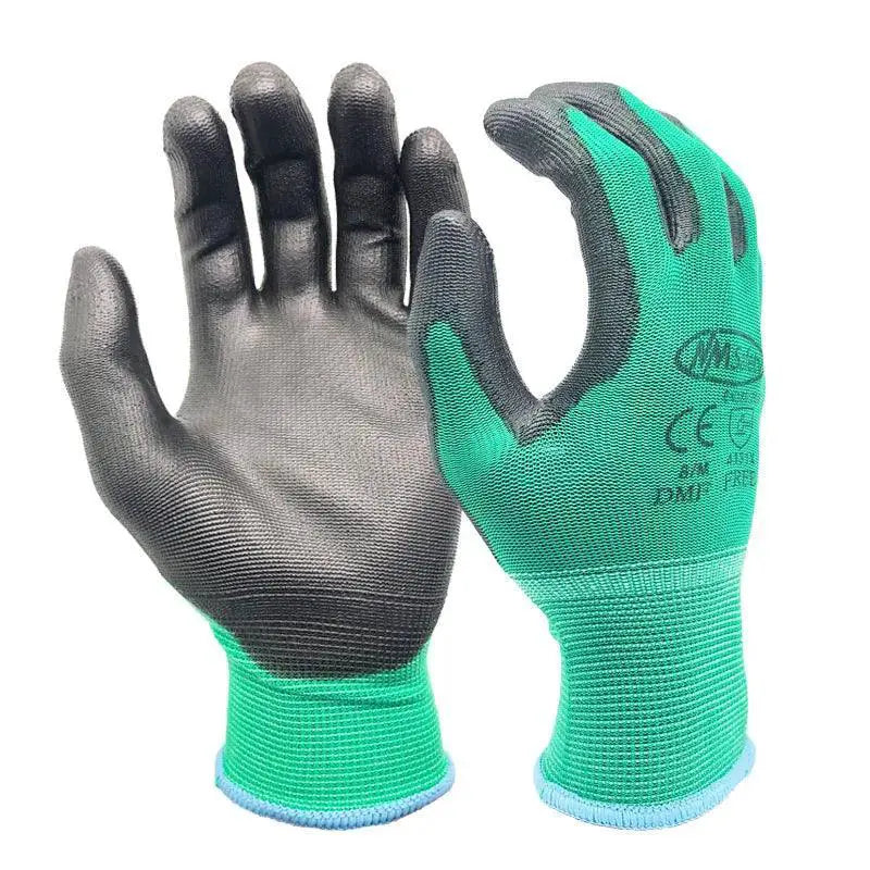 NMSafety Black PU Coated Work Gloves for Industrial Use