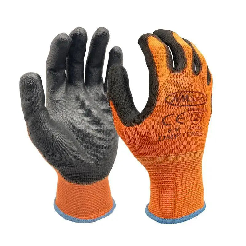 NMSafety Black PU Coated Work Gloves for Industrial Use