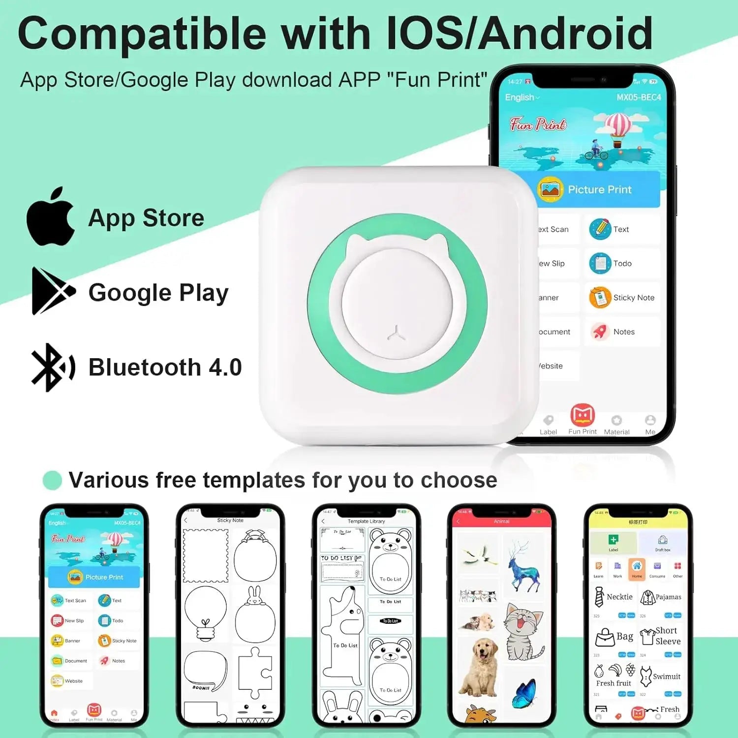 No Ink Pocket Printer for Mobile Labels