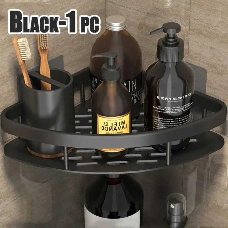 No Nail Aluminum Corner Shower Shelf for Organized Bath