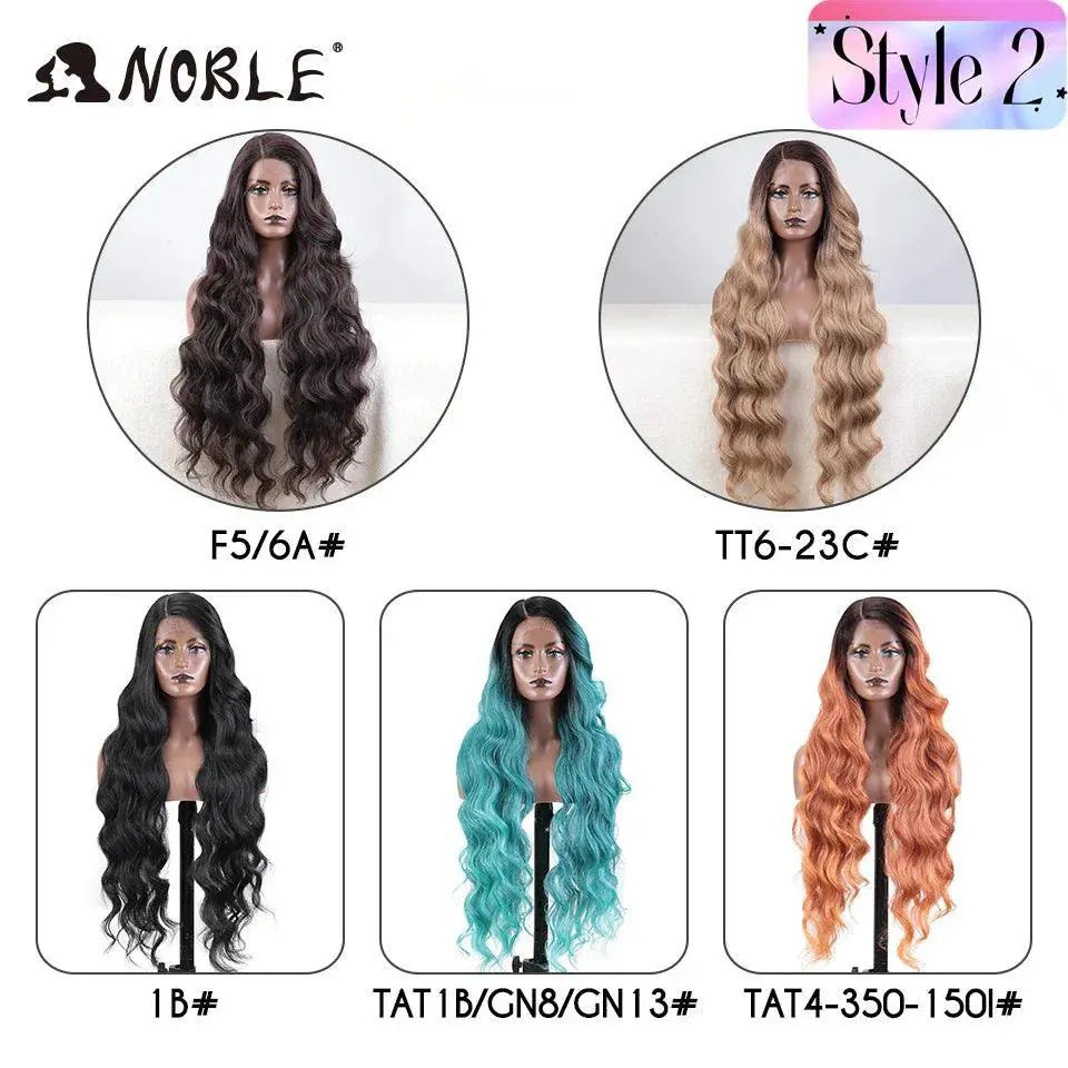 Noble Blonde Wavy Lace Front Wig Ombre Hairpiece Glam