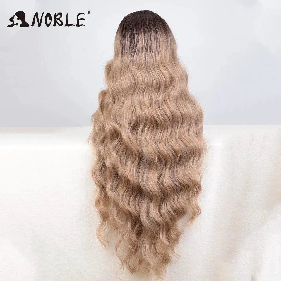 Noble Blonde Wavy Lace Front Wig Ombre Hairpiece Glam