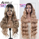 Noble Blonde Wavy Lace Front Wig Stylish Ombre Hairpiece