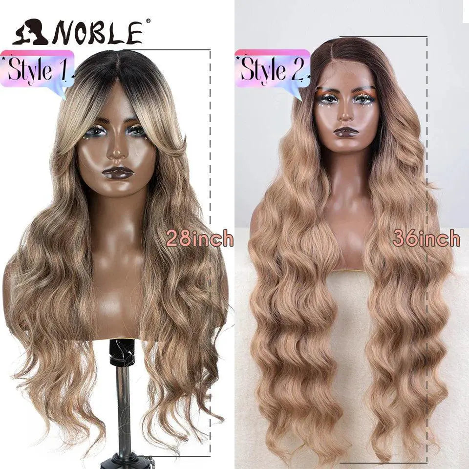 Noble Blonde Wavy Lace Front Wig Ombre Hairpiece Glam