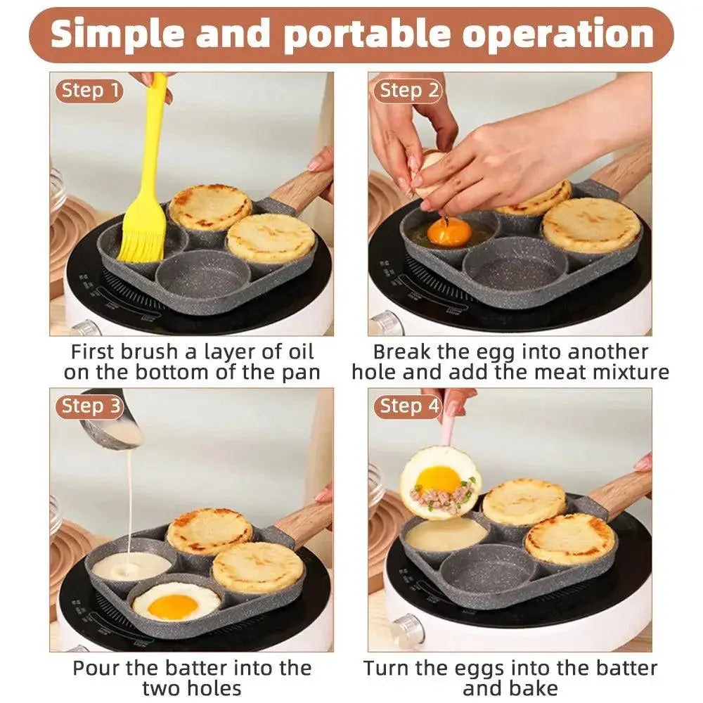 Nonstick Four Hole Omelet And Pancake Frying Pan Cookware