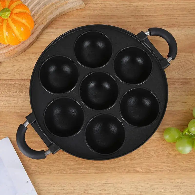Non - Stick 7 - Hole Cast Iron Omelette Pan For Perfect Cooking