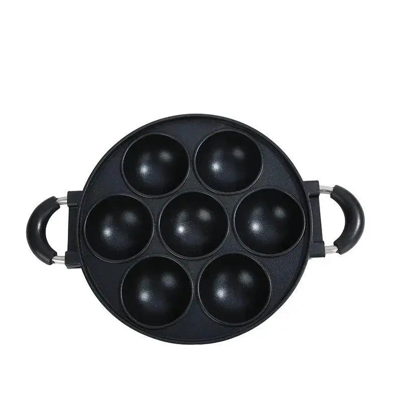 Non - Stick 7 - Hole Cast Iron Omelette Pan For Perfect Cooking