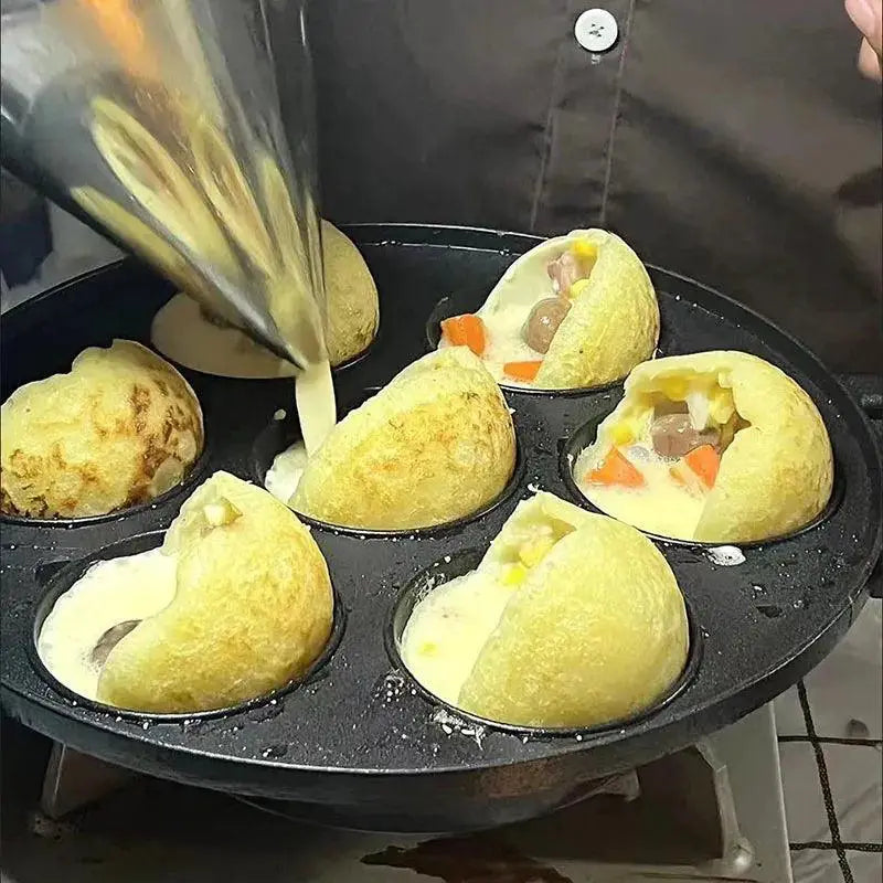 Non - Stick 7 - Hole Cast Iron Omelette Pan For Perfect Cooking