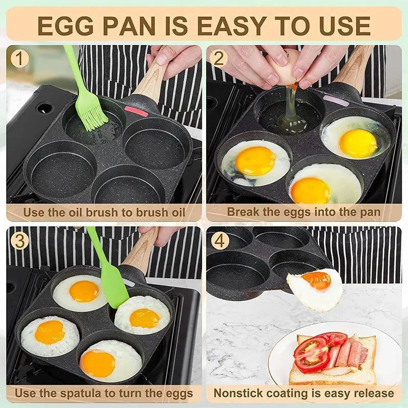 Nonstick 4 - Cup Egg and Pancake Frying Pan for Induction
