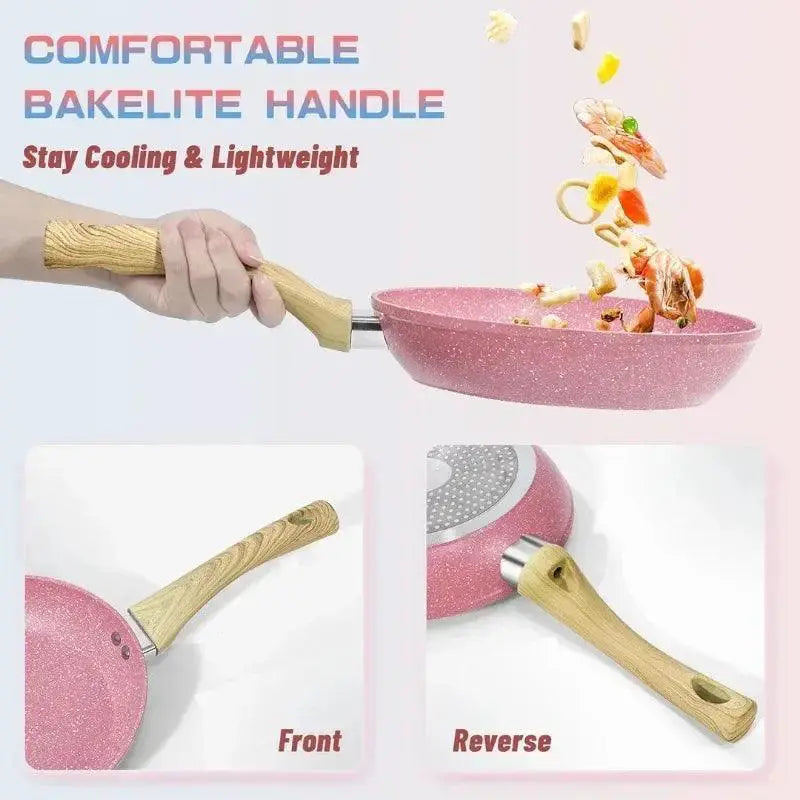 Nonstick Eco Friendly Frying Pan With Woodgrain Handle