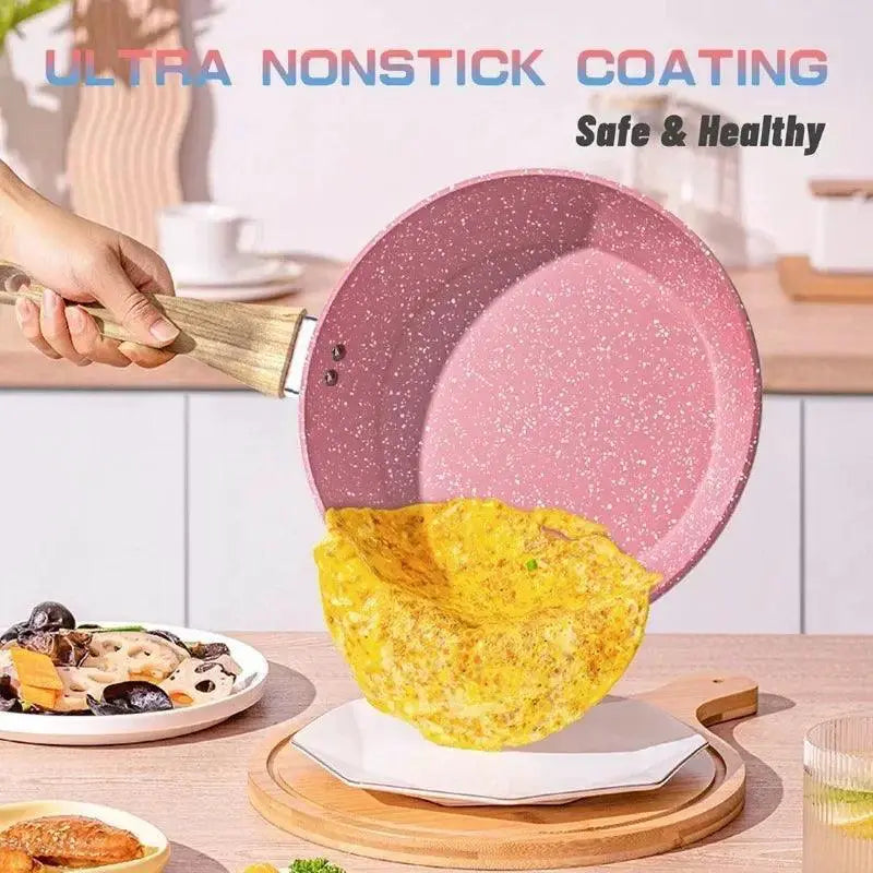 Nonstick Eco Friendly Frying Pan With Woodgrain Handle