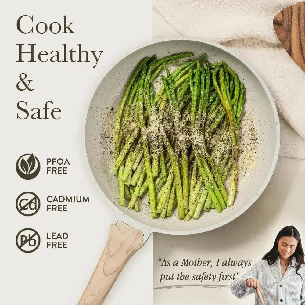 Nonstick White Granite Cookware Set Induction Safe 3 - 7 Piece