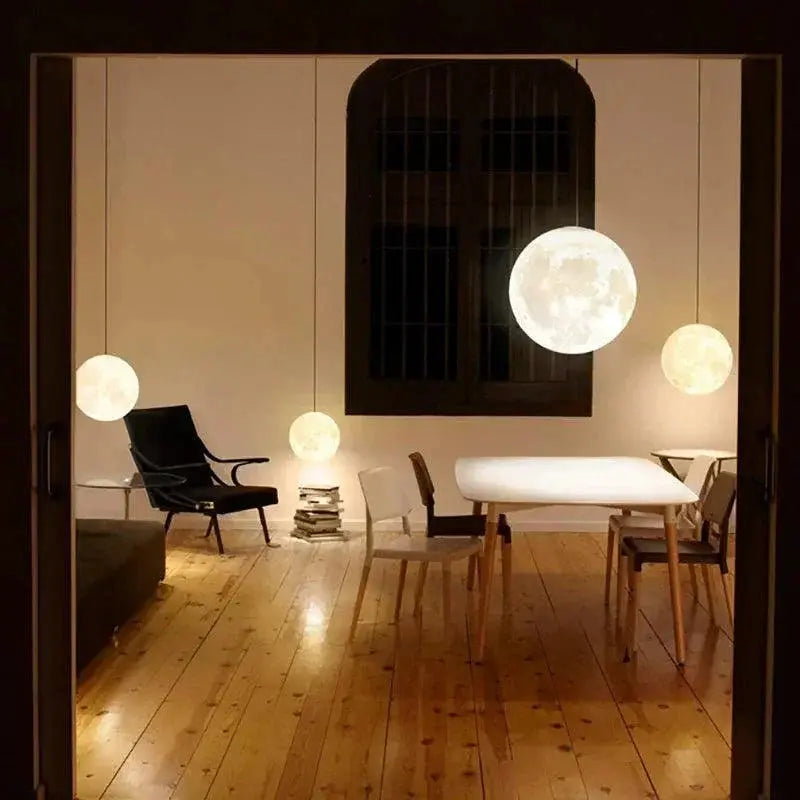 Nordic Moon 3D Chandelier Lamp For Kids Minimalist
