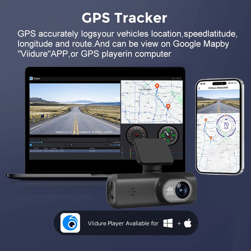 NovaCam UHD 4K Dual Lens Dash Cam GPS WiFi - 24H Parking Monitoring With GPS Cam