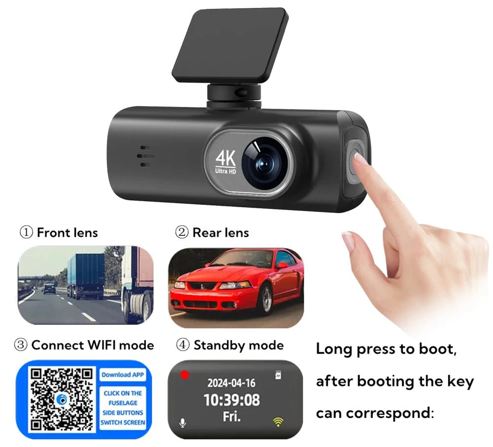 NovaCam UHD 4K Dual Lens Dash Cam GPS WiFi - 24H Parking Monitoring With GPS Cam