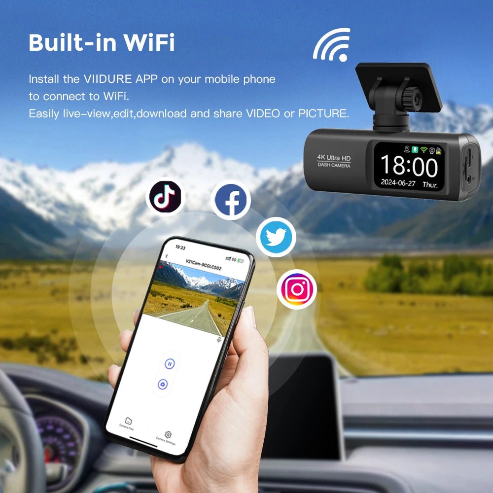 NovaCam UHD 4K Dual Lens Dash Cam GPS WiFi - 24H Parking Monitoring With GPS Cam