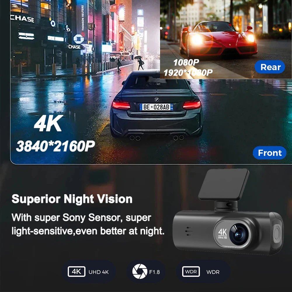 NovaCam UHD 4K Dual Lens Dash Cam GPS WiFi - 24H Parking Monitoring With GPS Cam