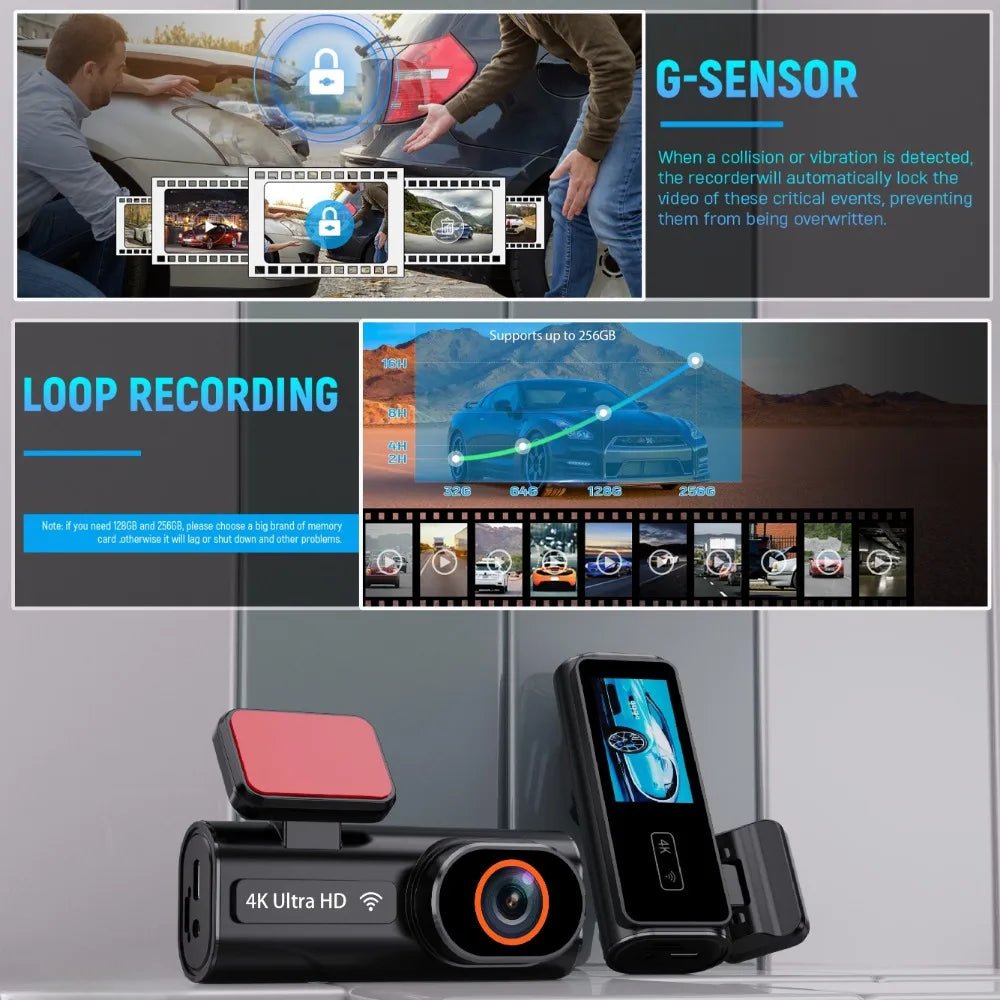 NovaCam Ultra HD 4K Car Front Dash Cam - 24 Hr Parking Monitor And GPS Rear View