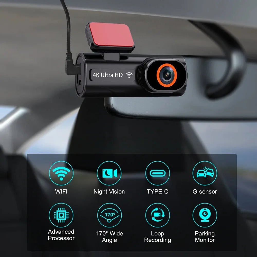 NovaCam Ultra HD 4K Car Front Dash Cam - 24 Hr Parking Monitor And GPS Rear View
