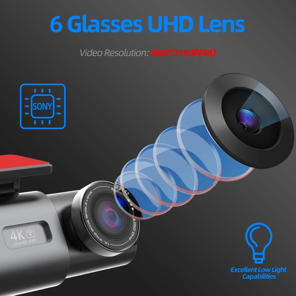 NovaDrive 4K Dash Cam GPS WiFi App Night Vision - 24H Recording With RearLens XP