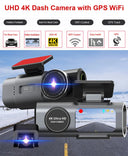 NovaDrive 4K Dash Cam GPS WiFi App Night Vision - 24H Recording With RearLens XP