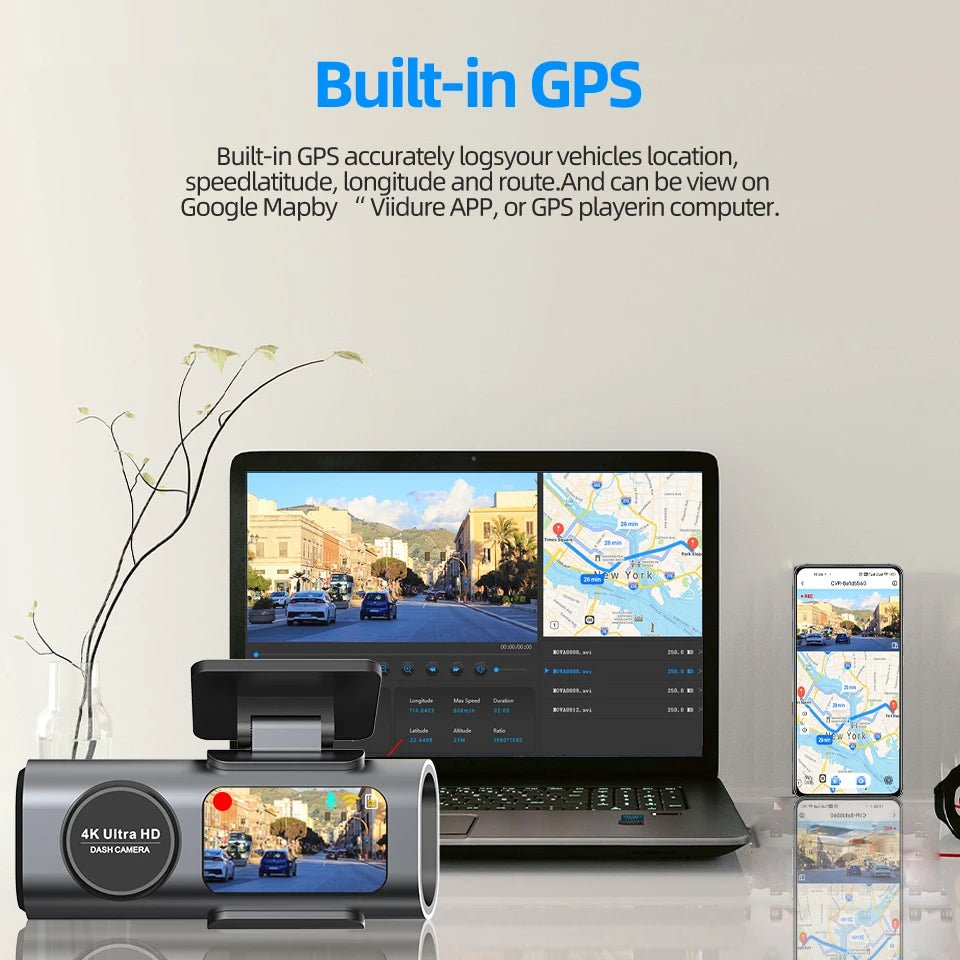 NovaDrive 4K Dash Cam GPS WiFi App Night Vision - 24H Recording With RearLens XP