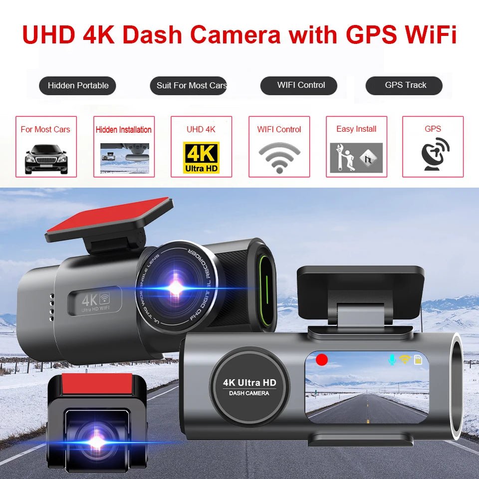 NovaDrive 4K Dash Cam GPS WiFi App Night Vision - 24H Recording With RearLens XP